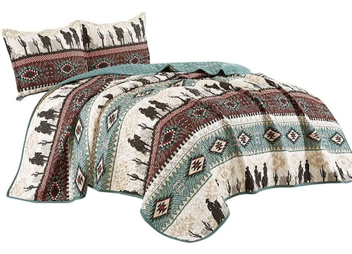 Jaba/wpm Western Teal/beige/burgundy Cowboy Desert Southwest