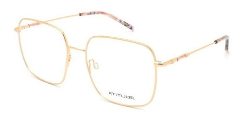 Óculos Armação Atitude At2079 05a Feminino Quadrado Dourado