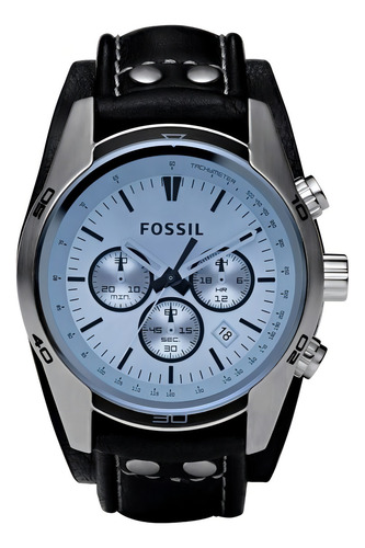 Reloj pulsera fossil Coachman con correa de cuero color negro