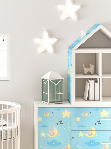 Rollo Para Pared Y Muebles Diseño Estrellas Y Luna 5 Metros