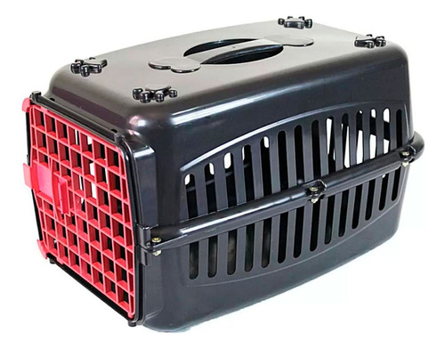 Caixa Transporte Cachorro Gato Rb Pet Porta N3 Pequeno Médio Cor Vermelho