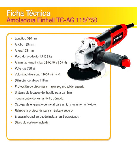 Amoladora Angular 115 Mm 750w 4,5 Pulgadas Garatia 24 Meses