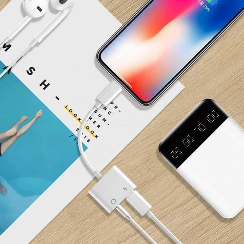 Imagen 3 de 6 de Adaptador Lightning Para Carga Y Audifonos 2 En 1 P/ iPhone