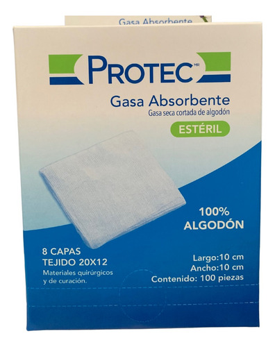 Gasa Estéril Protec 10x10 Cm Caja 100 Piezas