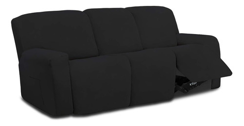 Funda Elastica Microfibra Sofa Reclinable Seccional 3 Negro