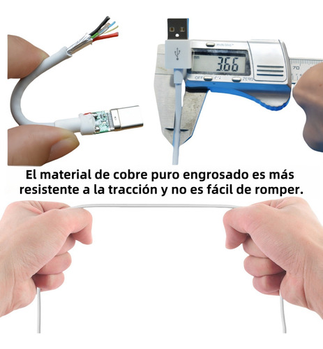 Cable Tipo C Carga Rapida Para Iphone15 Samsung Huawei 2m 6a