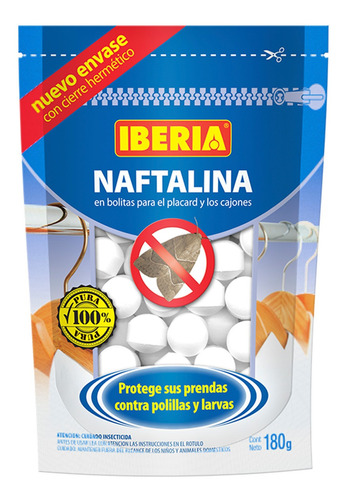 Imagen 1 de 7 de Naftalina En Bolitas Iberia 180g Mata Polillas Y Larvas 