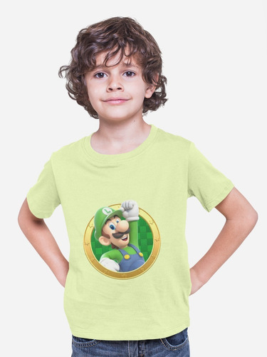 Polera Infantil Unisex Mario Bros Luiggi Videojueg Estampado