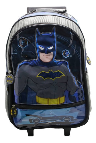 Mochila Escolar Dc Liga De Justicia Batman Venganza Carro Color Azul Diseño De La Tela Liso