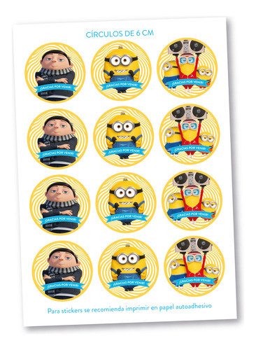 Etiquetas Gracias Por Venir Los Minions Imprimibles