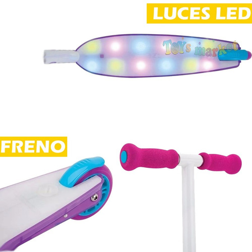Monopatin De Acero Con 2 Ruedas Y Luces Led Party Pop Razor
