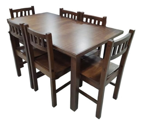 Mesa Comedor 140 Cm + 6 Sillas Madera Reforzada 