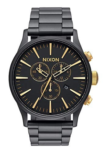 Nixon Sentry Chrono A388 - Negro Mate / Oro - 102m Resistent