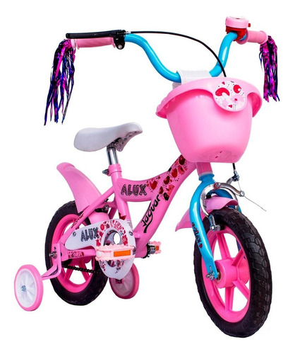 Bicicleta Para Niña Rodada 12 Llantas Entrenadoras Color Rosa