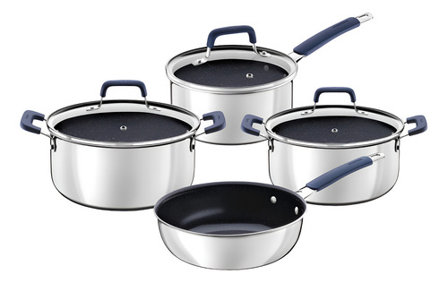 Bateria de Cocina Tramontina Romagna 4 piezas Acero Inoxidable Aluminio y antiadherente Cerámico Negro