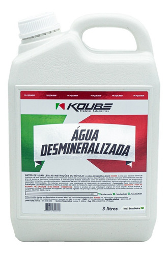 Água Desmineralizada Para Radiadores Koube - 3l