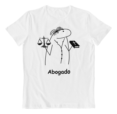 Dtf - Polera Blanca Algodon - Flork Abogado Meme Art En B/n