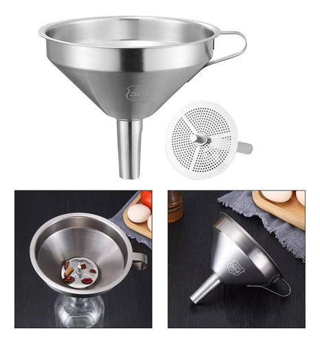 [ Embudo De Acero Inoxidable Embudo De Cocina Con Colador