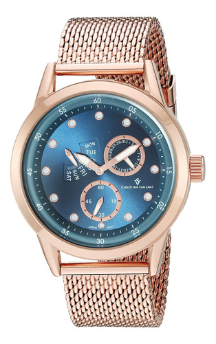 Reloj Hombre Christian Van Sant Cv8715 Cuarzo Pulso Oro Rosa