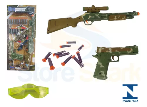 Kit Com Duas Armas Brinquedo Lança Dardos Com Alvo Pistola