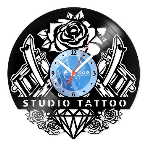 Relógio De Parede Disco Vinil Studio Tattoo - Vcm-014