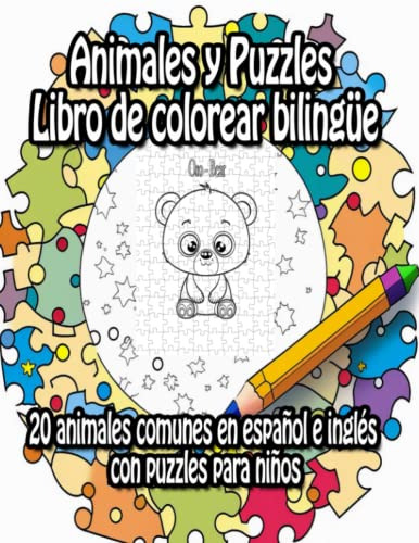 Animales Y Puzzles Libro De Colorear Bilingüe - Animals And