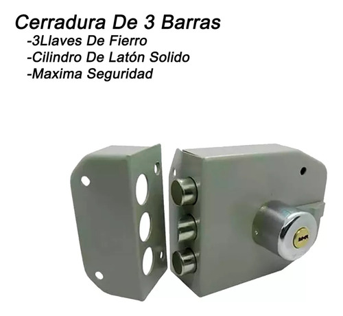 Cerradura 3 Barras Máxima Seguridad Cilindro Laton Solido