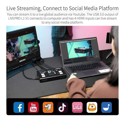 Imagen 2 de 8 de Mezclador De Video Feelworld Livepro L1 4 Entradas Hdmi Lcd