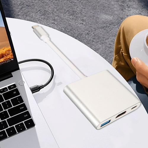 Adaptador Usb Tipo C 3 En 1 Ultra Hd 4k Usb C A Multimedia H