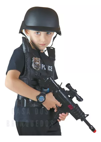 Kit com 4 Arminhas e Relógios Kit Policial de Brinquedo na