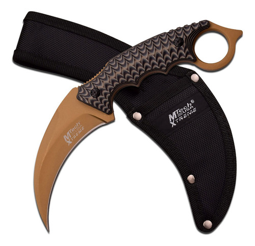 Cuchillo Kerambit Tactico Mtech Extreme 23cm Mx-8140bn Color Dorado/negro