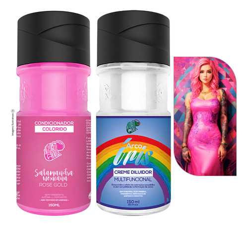 Kit Salamandra E Diluidor Arco Iris 150ml Kamaleão Color Tom Rosa Gold