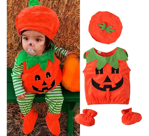 Disfraz De Calabaza De Halloween Con Gorra For Bebé [u]