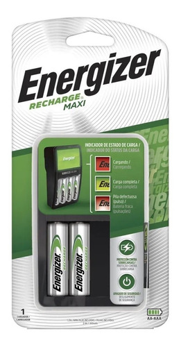 Cargador Maxi Energizer + 4 Pilas Aa Pilas Recargables