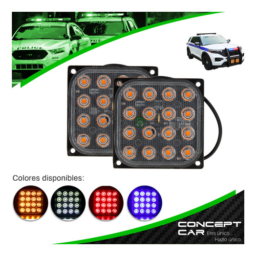 2 Codigo Estrobo Hiper Led Cuadrado Base Metal Universal 12f