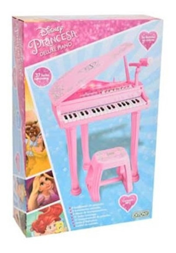 Piano Deluxe Princesas Ditoys Microfono Banquito Luces Color Rosa