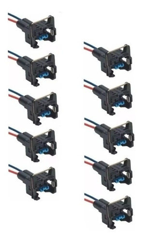 10x Conector Chicote Bico Injetor Atuador Bobina Sensor 2 V.