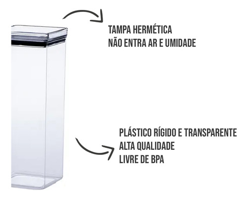Kit 2 Potes Hermético Porta Mantimentos Com Tampa 1350ml