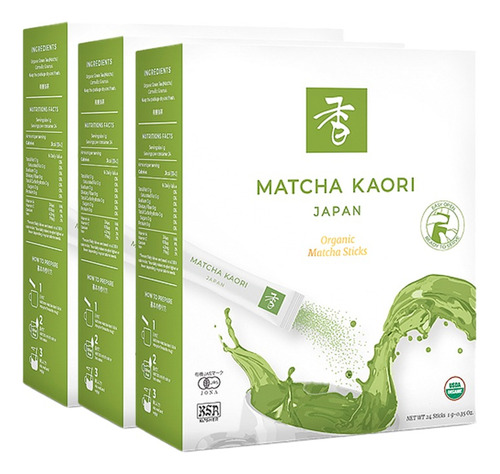 Matcha Kaori Premium Sticks - Paquete De 3 Cajas 72gr