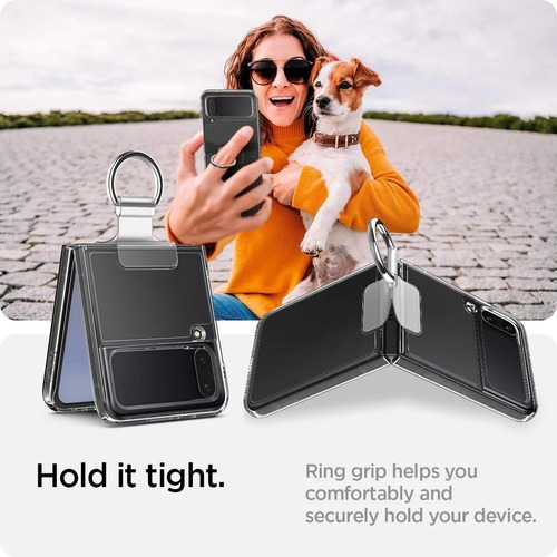 Imagen 8 de 9 de Funda Para Samsung Z Flip 4 Spigen Thin Fit Ring Transparente