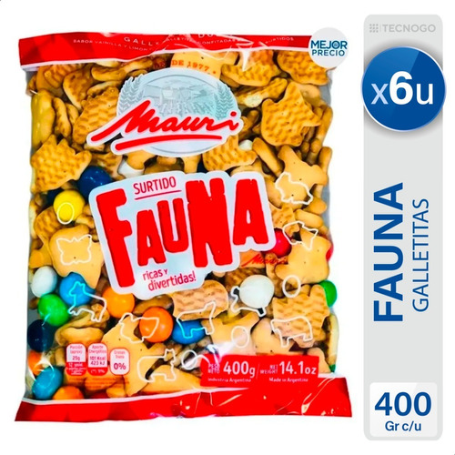 Galletitas Mauri Surtido Fauna Galletas Dulces - Pack X6