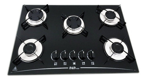 Fogão Cooktop 5 Bocas Preto *com 2 Queimadores Grande