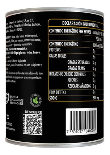 6 Latas Frijoles Puercos La Costeña Sinaloa 440 G C/u