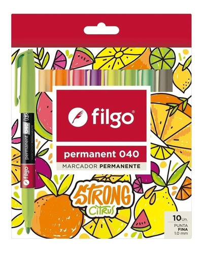 Filgo Marcador Permanente Citrus Punta Fina X 10 Colores