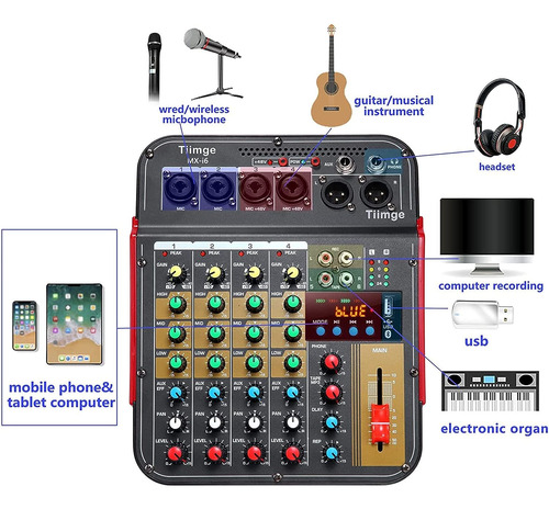 Mezclador De Audio Consola Mezcladora 4 Canales Mezclador