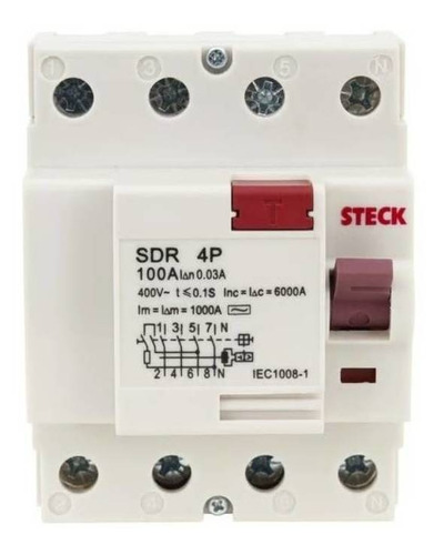 Steck SDR4100003 Interruptor Diferencial 4P 100A 30Ma Steck