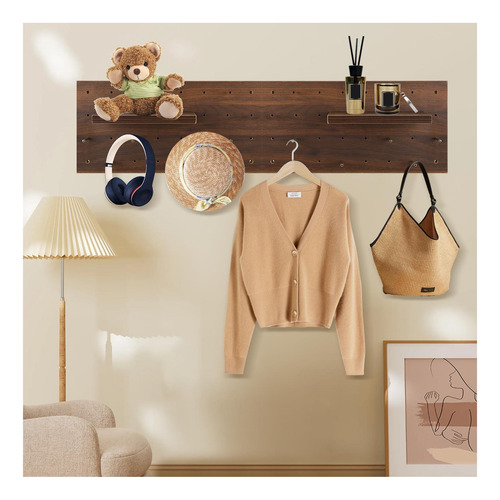 Jodaueueyu Pegboard De Madera Con Estantes Y Ganchos De De