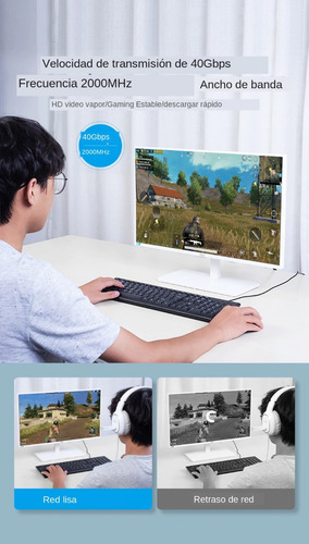 Imagen 6 de 8 de Cat8 Cable 8 Metros Stp Oro 24k Rj45 40gb Lan Internet Gamer