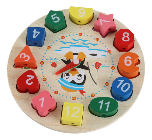 Reloj Didáctico De Madera Con Figuras Educativas Para Niños