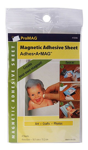 Promag Adhesivo Hoja Magnética, 4 X 6 PuLG., 4pk